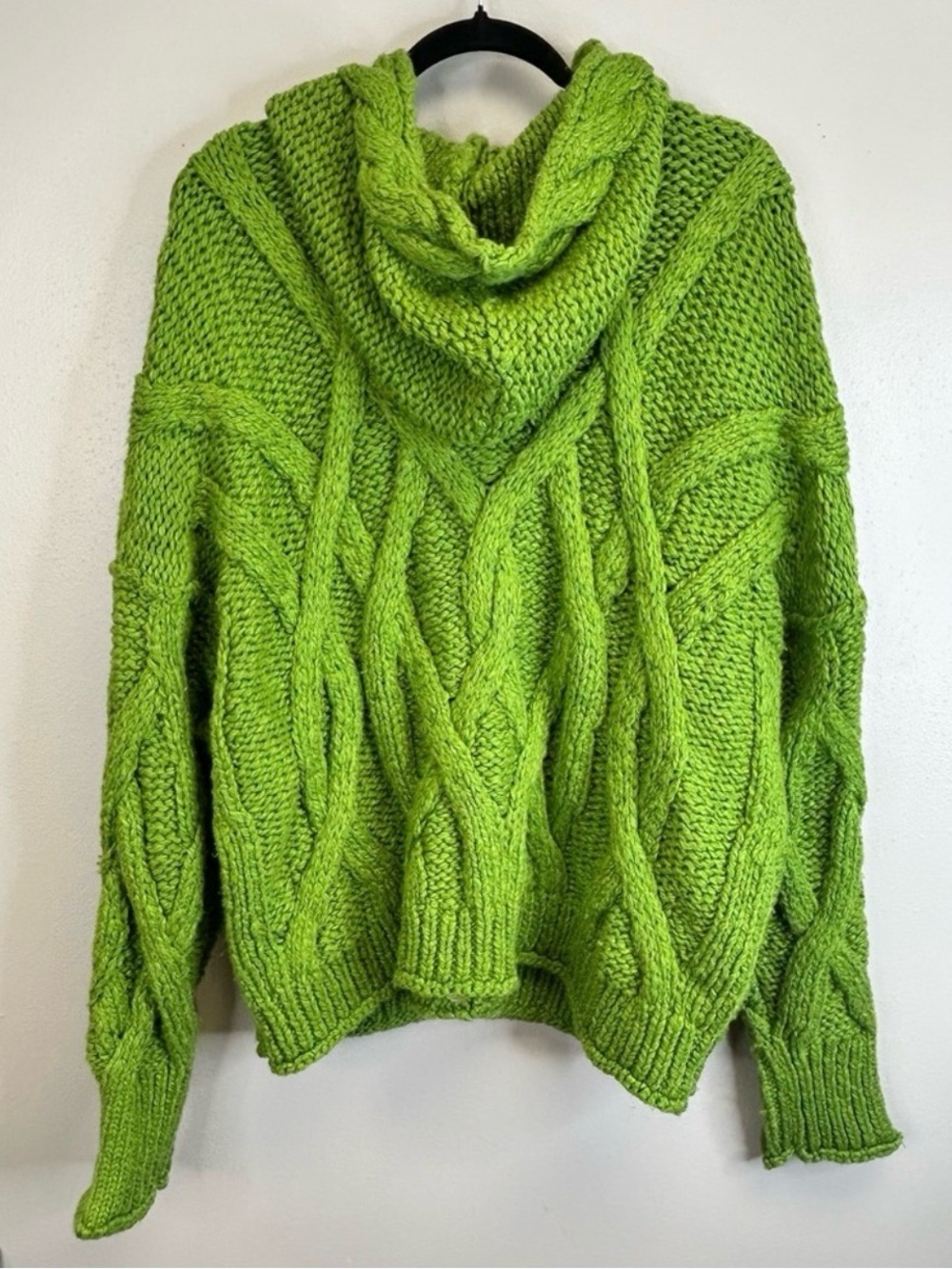 Anthropologie Pilcro Green Cable Knit Sweater with Hood - Picture 2 of 15